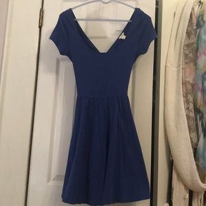 Navy blue skater dress with open back